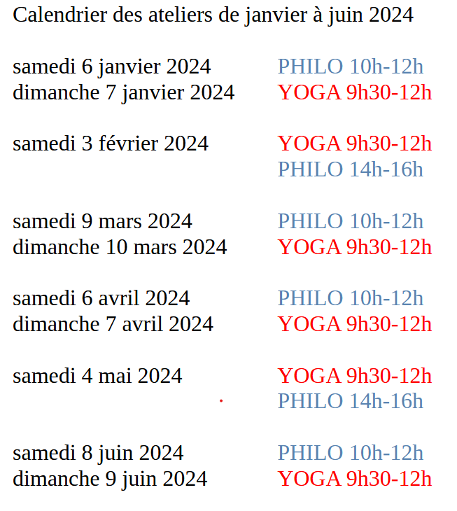 calendrier ateliers 2024