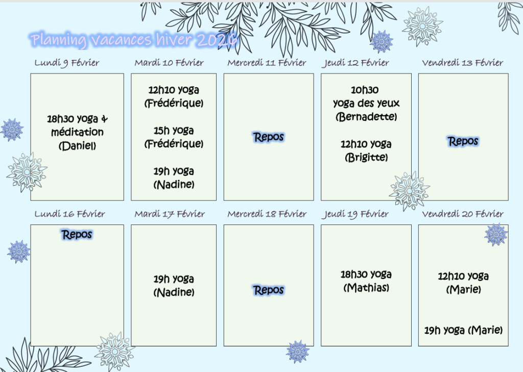 planning vacances de février 2026